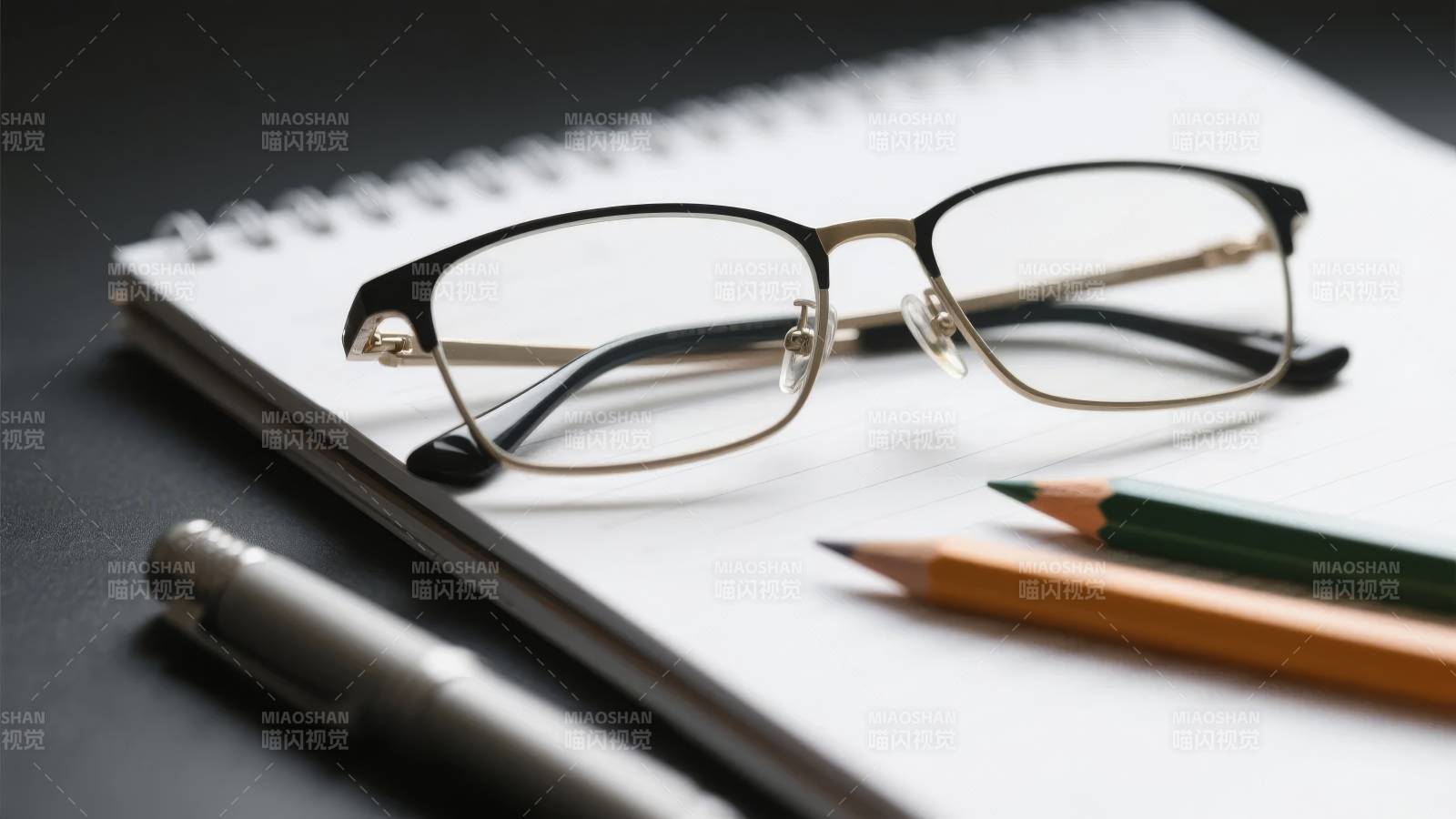 文具与眼镜静物图片