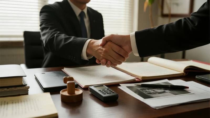 商务握手签约现场图片