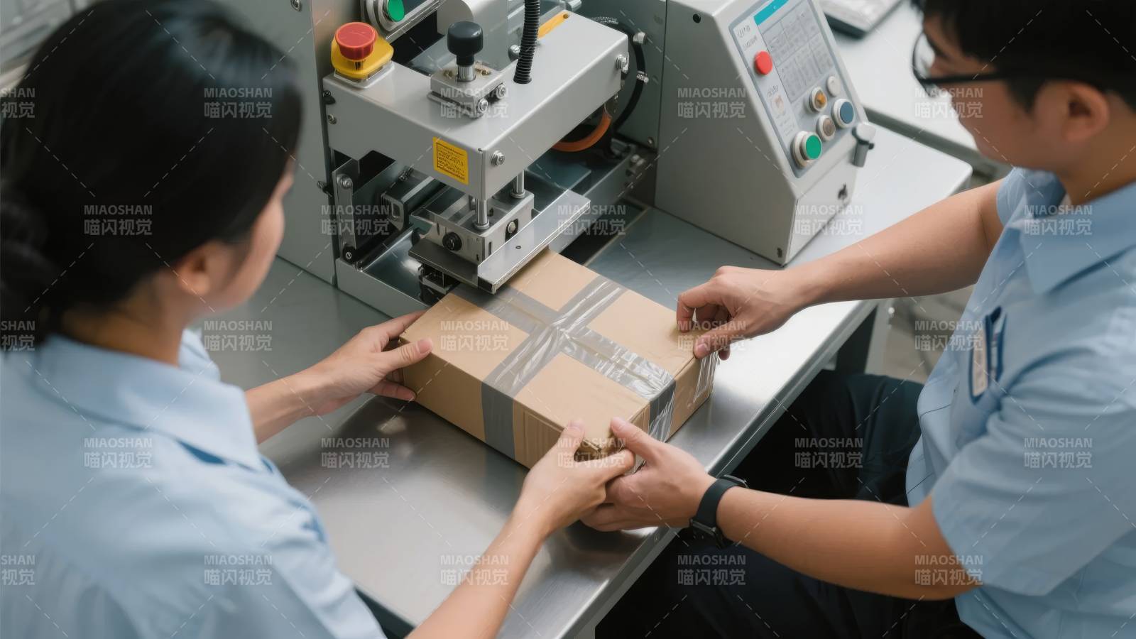 工作人员打包货物图片