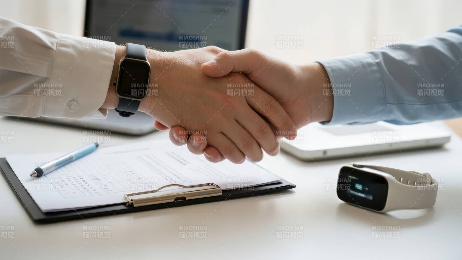 商务握手签约瞬间图片
