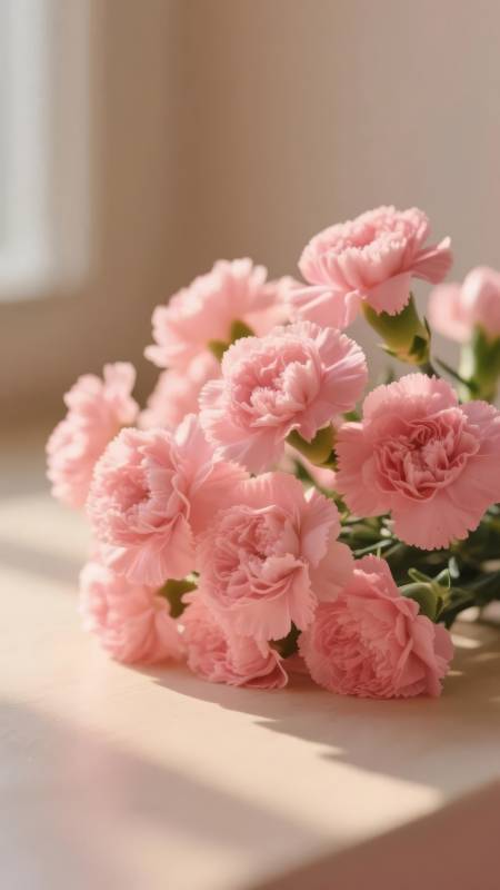 粉红康乃馨静谧绽放图片