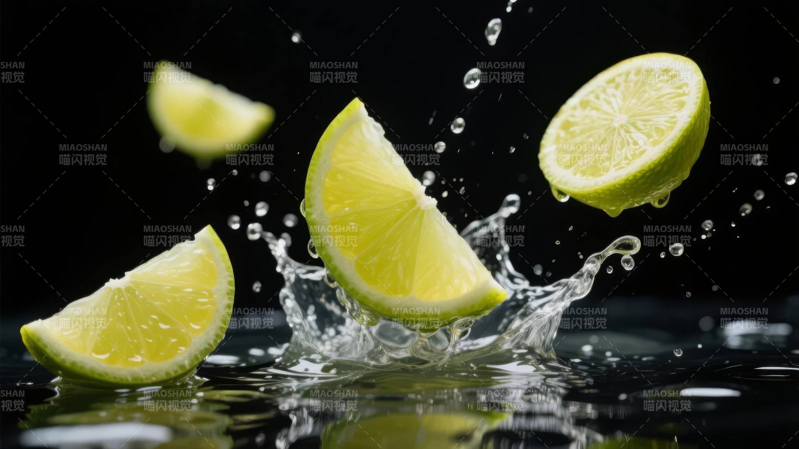 青柠入水溅起水花图片