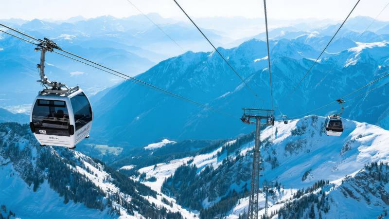 雪山缆车美景图片