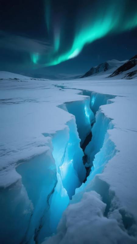 极光映冰裂图片