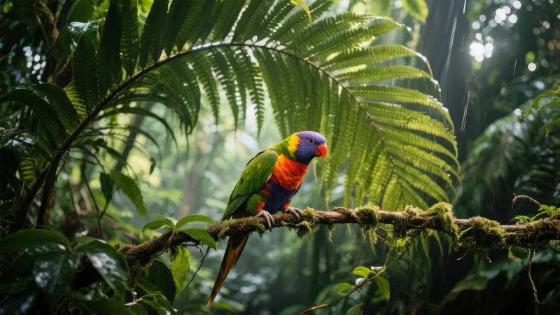 彩虹鹦鹉栖息雨林图片