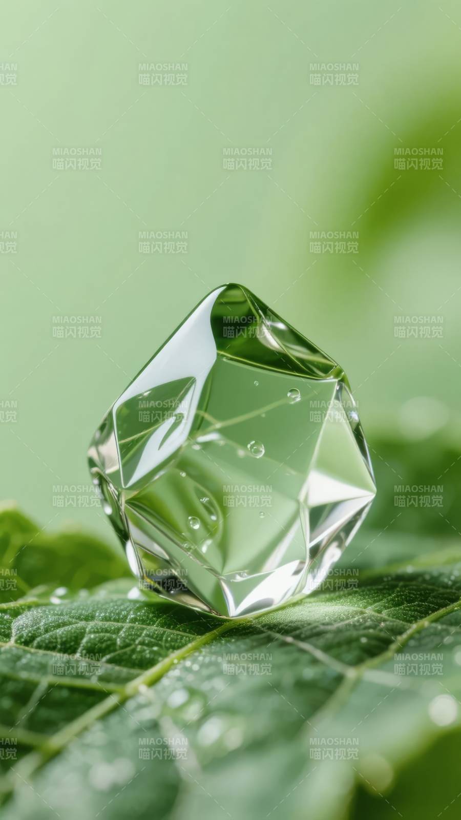 晶莹绿叶露珠图片