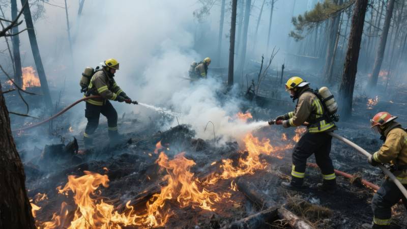 消防员扑灭山火图片