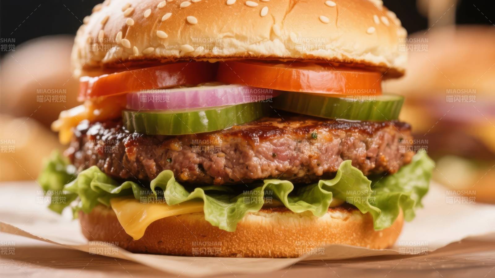 美味汉堡特写图片