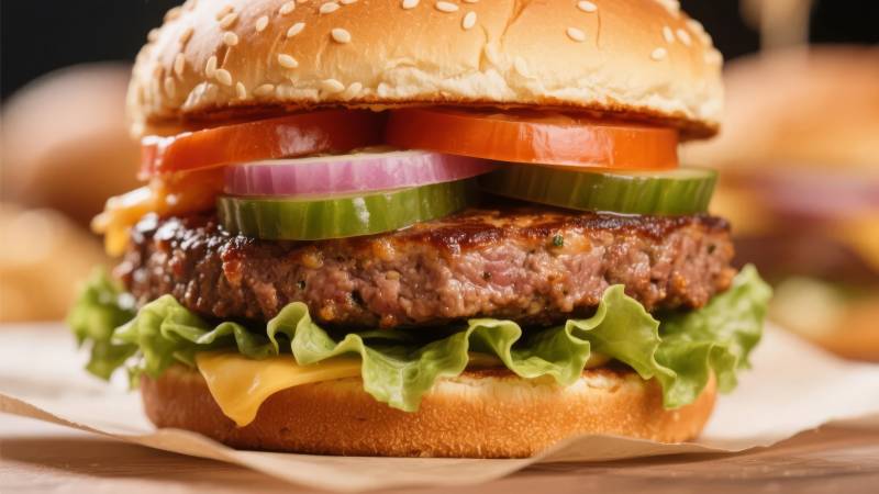 美味汉堡特写图片