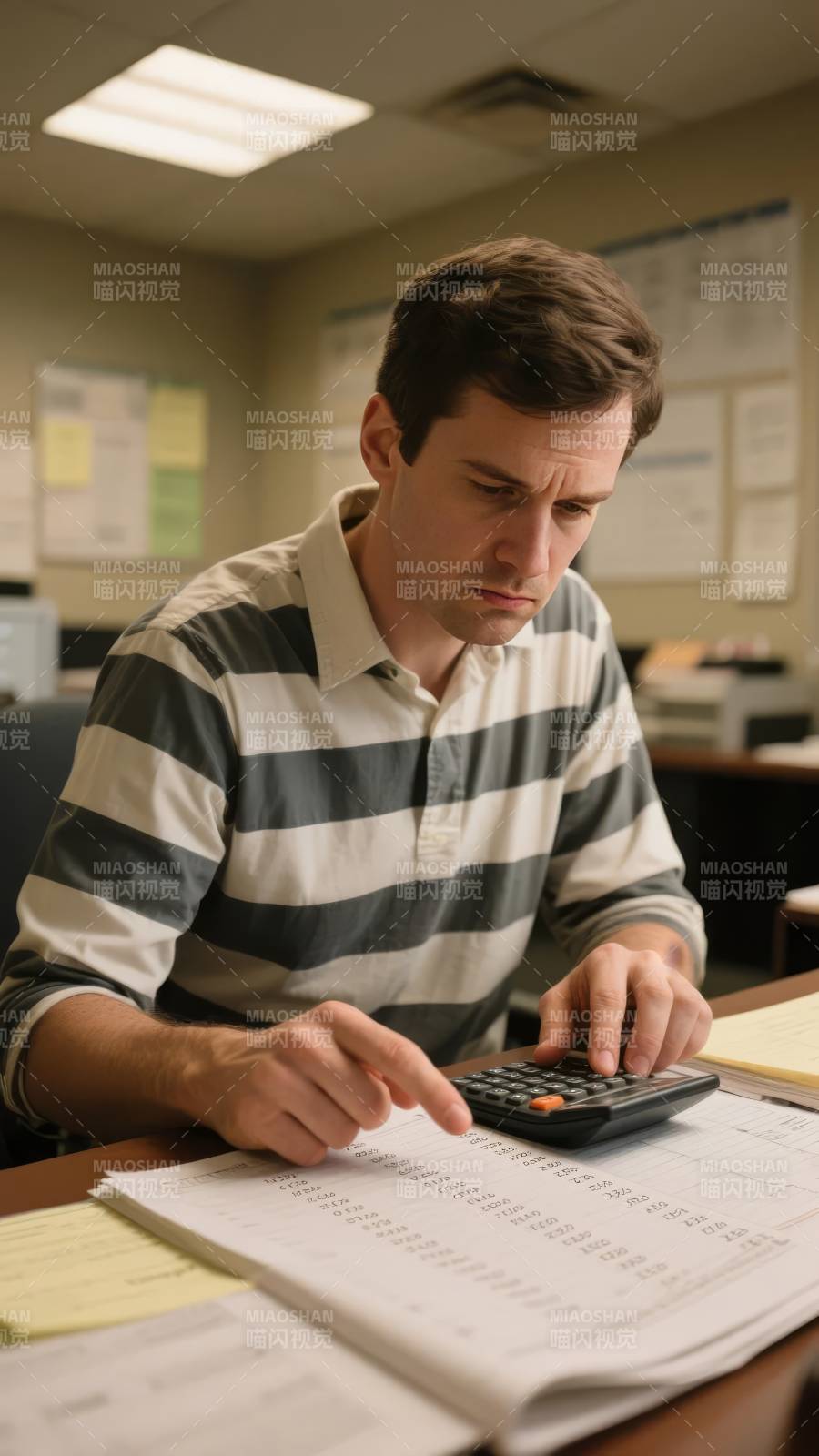 专注计算的男子图片