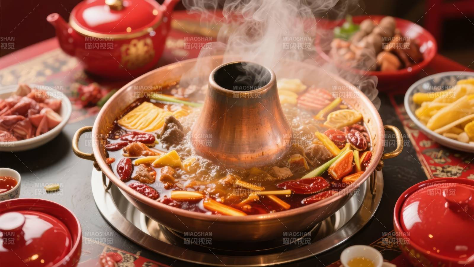 热气腾腾的火锅宴图片