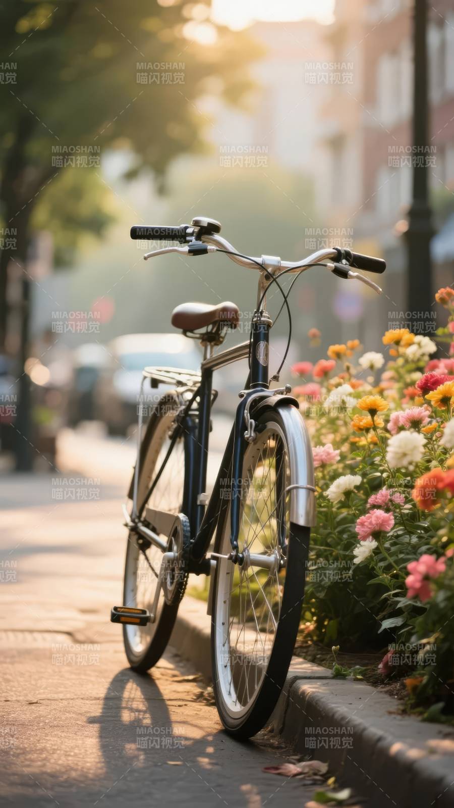 花畔单车静影图片
