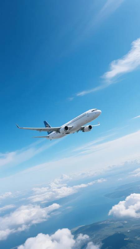 蓝天翱翔的客机图片