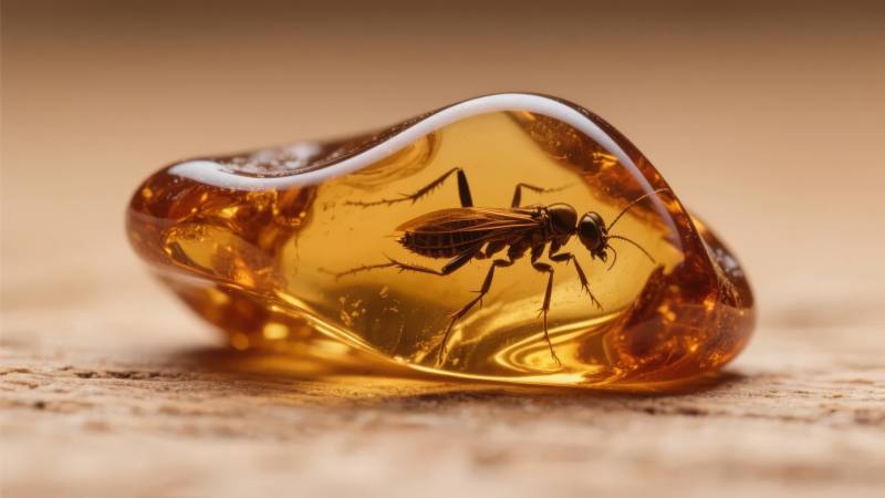琥珀中的昆虫图片