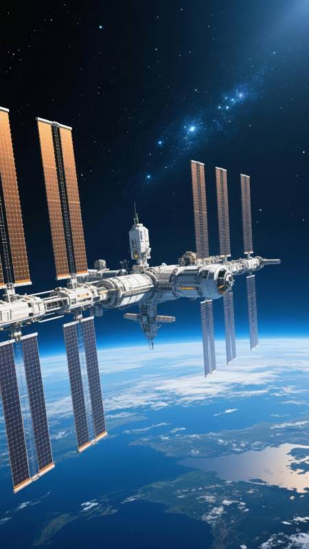 太空站遨游地球之上图片