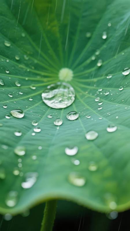 雨落荷叶图片