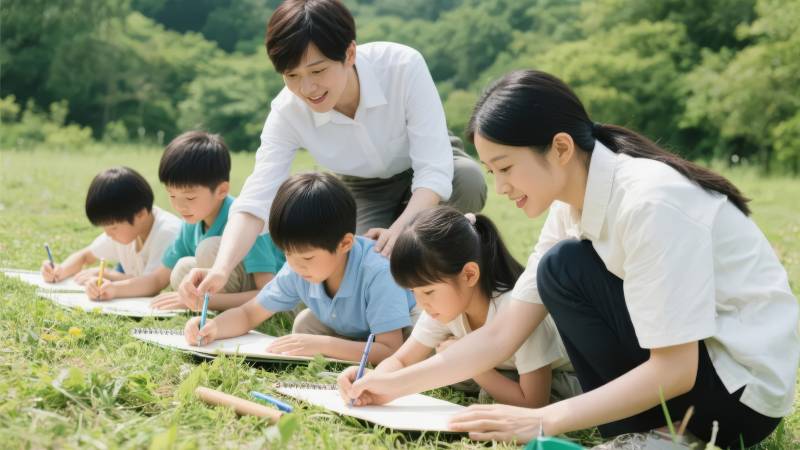 亲子户外写生图片