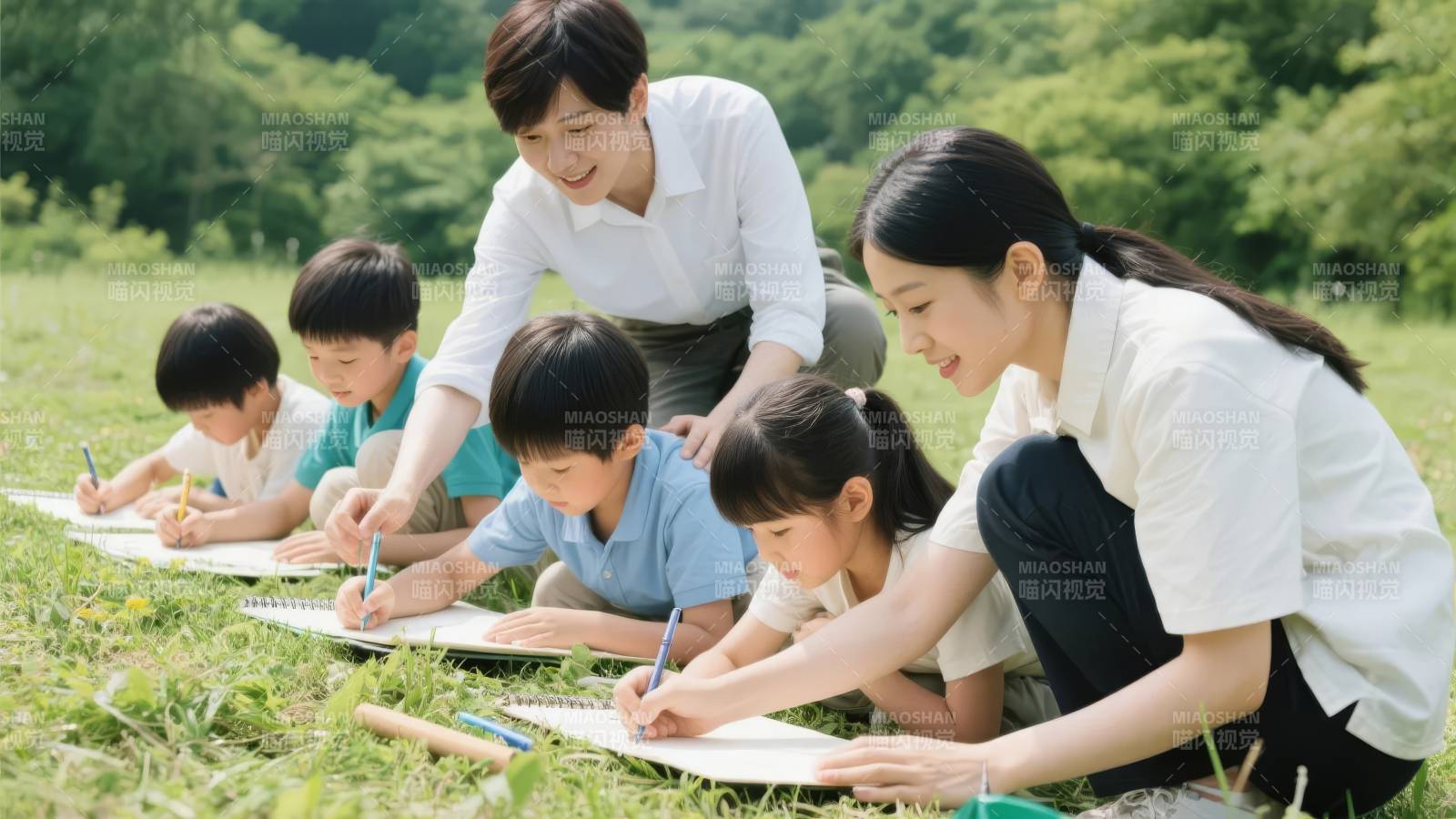 亲子户外写生图片