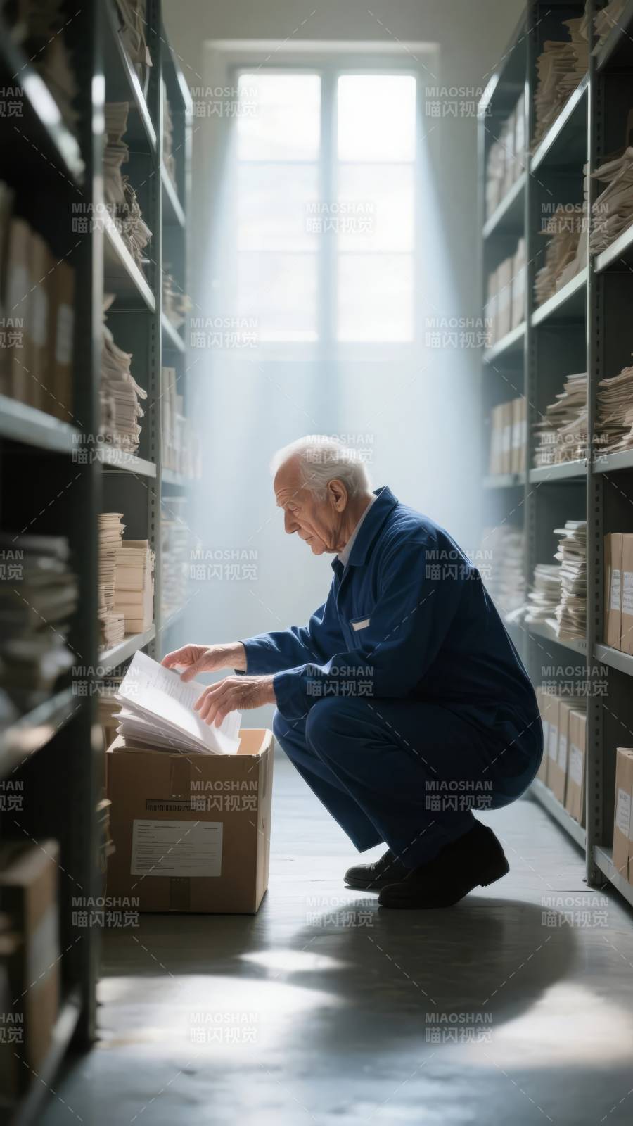档案室里的老人图片