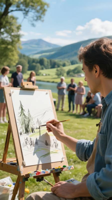 户外写生 山景入画图片