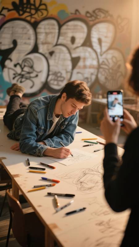 街头艺术创作瞬间图片