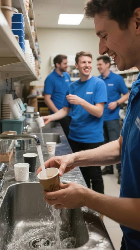 员工欢乐洗杯时刻图片