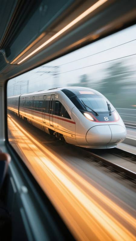 疾驰的高铁列车图片