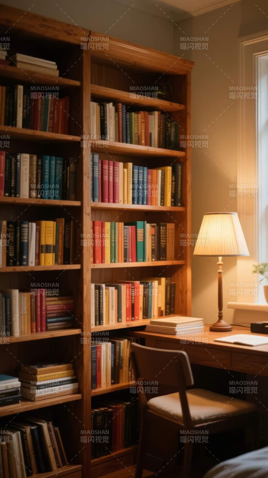书架旁的温馨书房图片