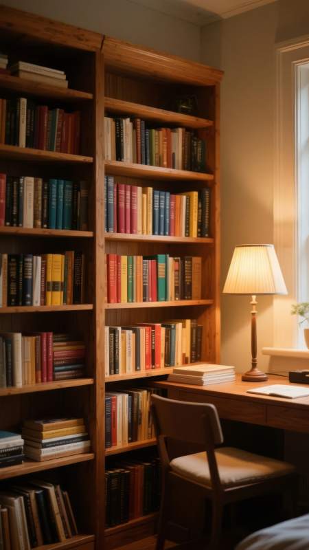 书架旁的温馨书房图片
