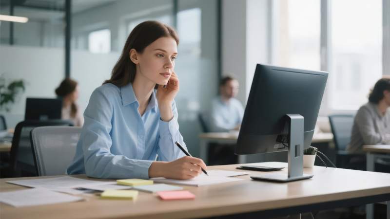 专注工作的职场女性图片