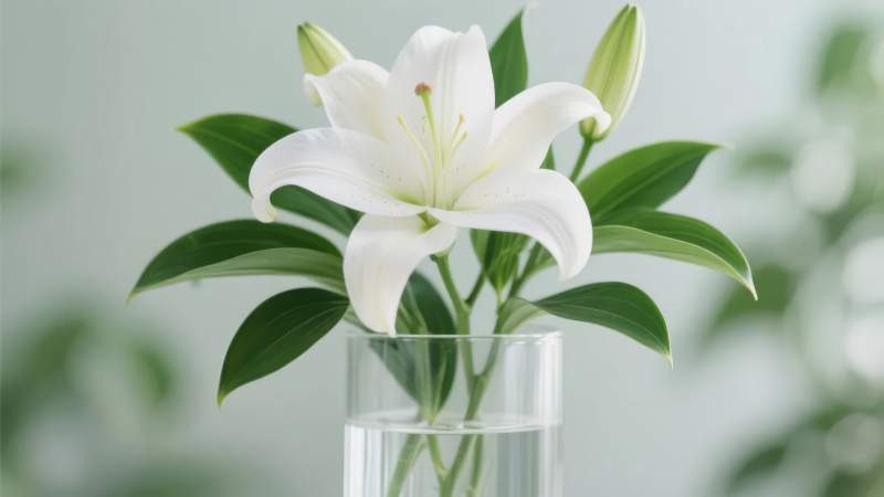 白花绿叶清雅绽放图片