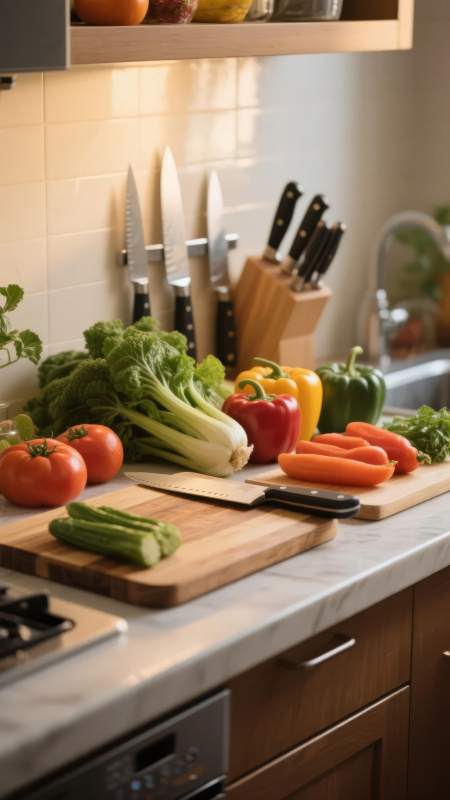 新鲜蔬菜备菜中图片