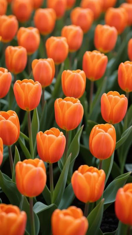 橙色郁金香花海图片