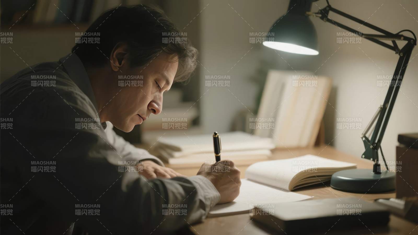 深夜伏案写作图片