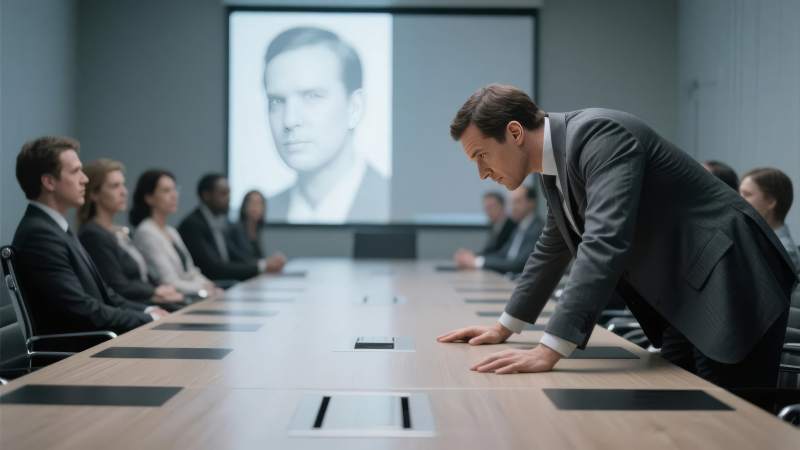 会议室中的紧张对峙图片