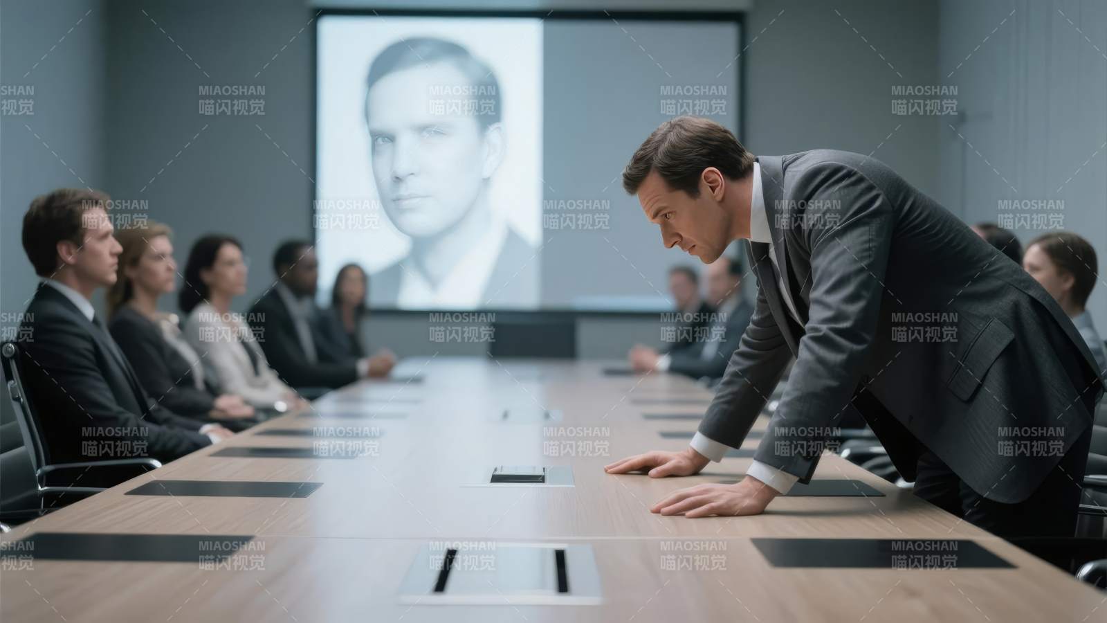 会议室中的紧张对峙图片