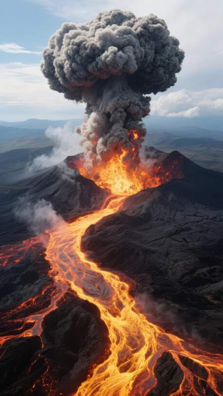 火山喷发 岩浆奔流图片