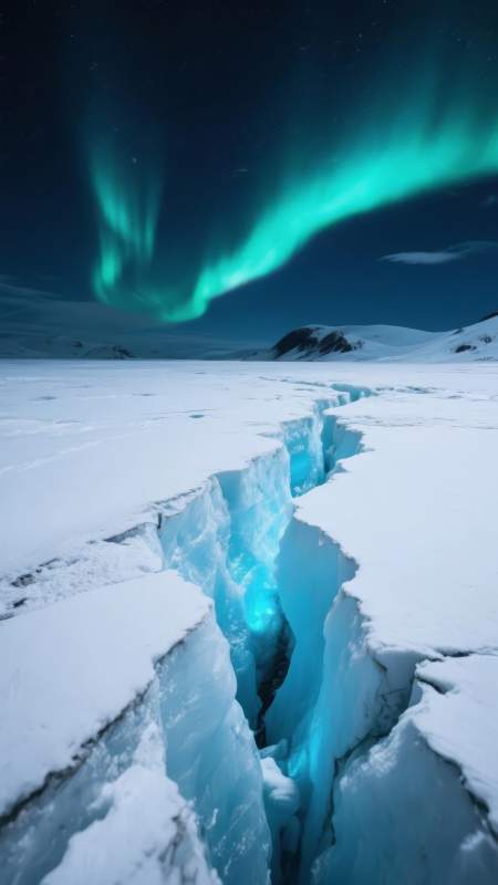 极光映冰裂图片