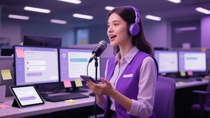 客服中心女员工工作图片