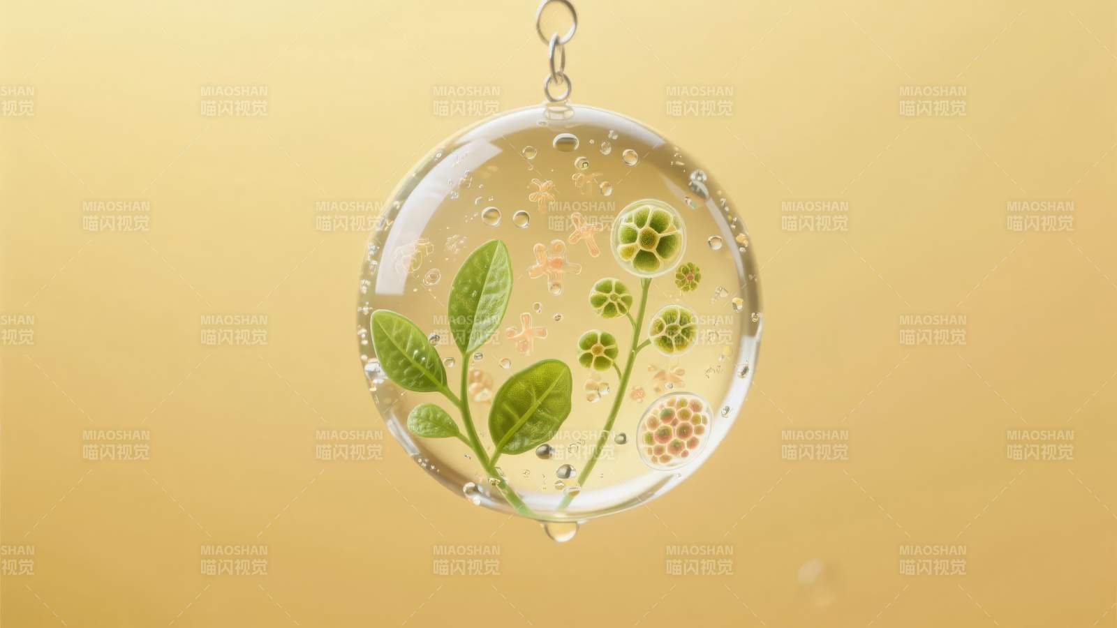 水滴中的绿植世界图片