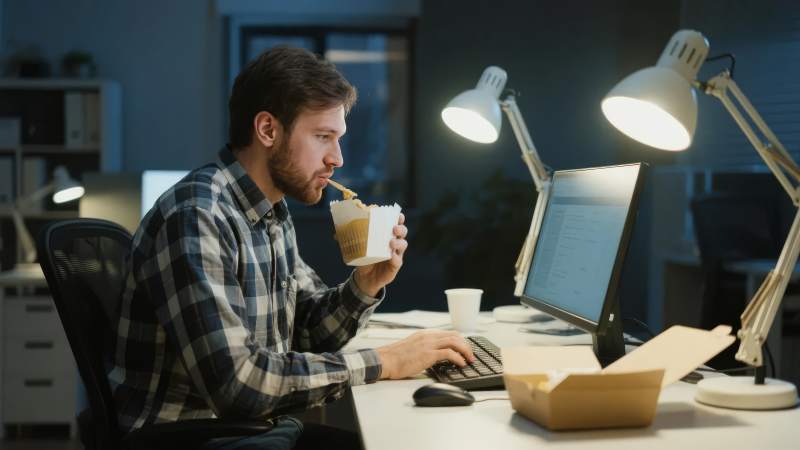 深夜加班喝咖啡图片