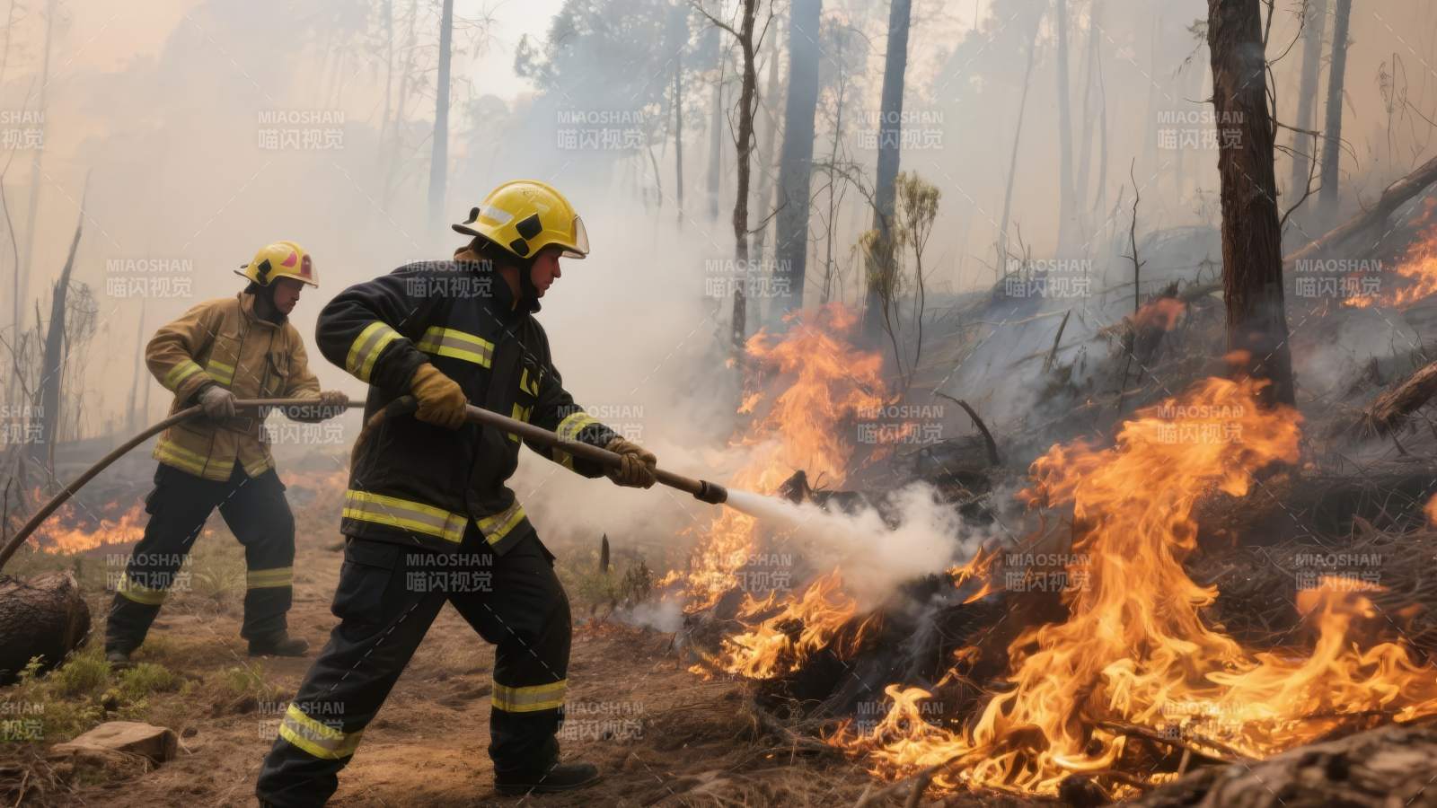 消防员扑灭山火图片
