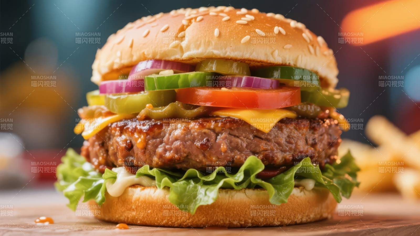 美味汉堡特写图片