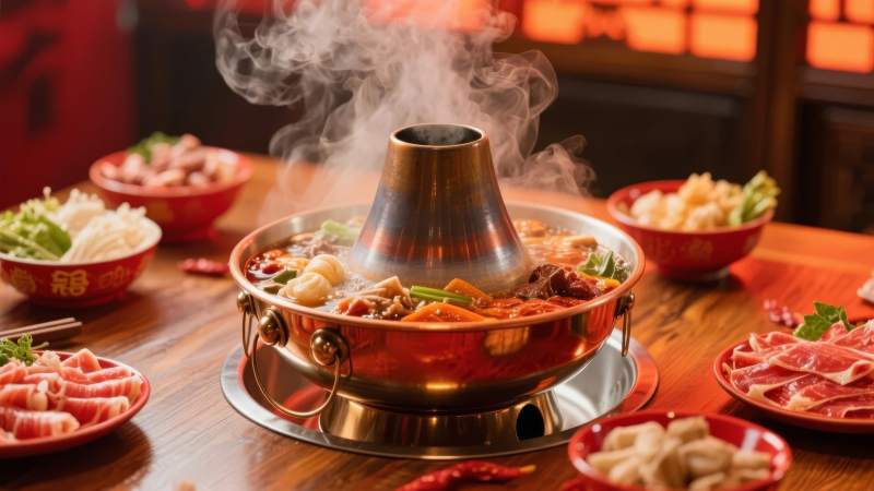 热气腾腾火锅宴图片