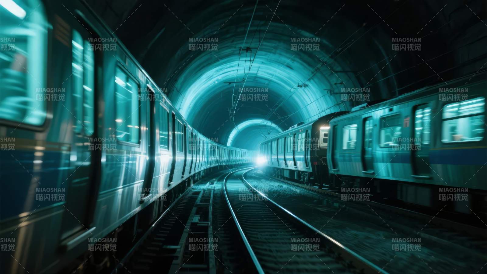 地铁隧道光影交错图片