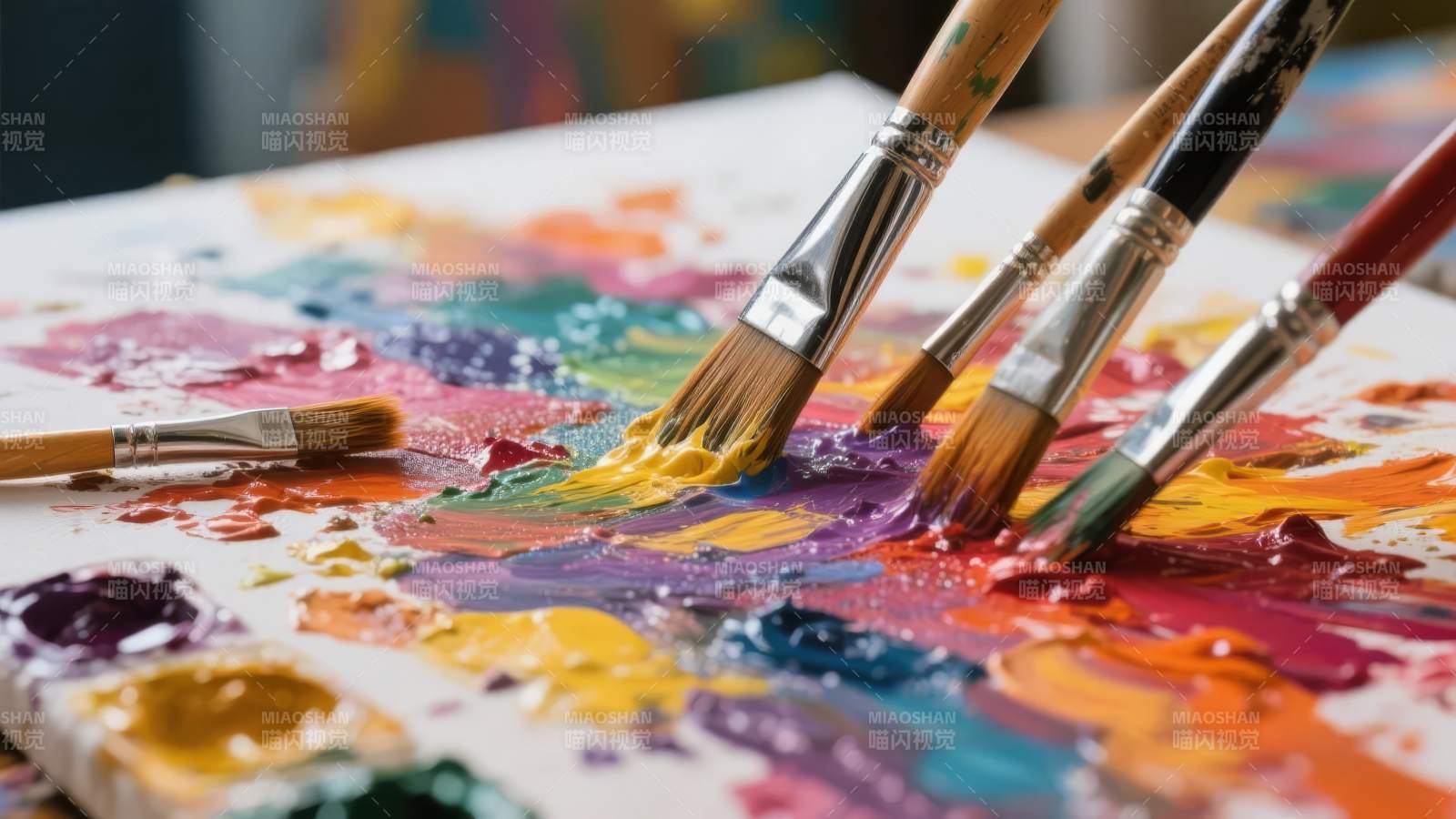 画笔与色彩的交融图片