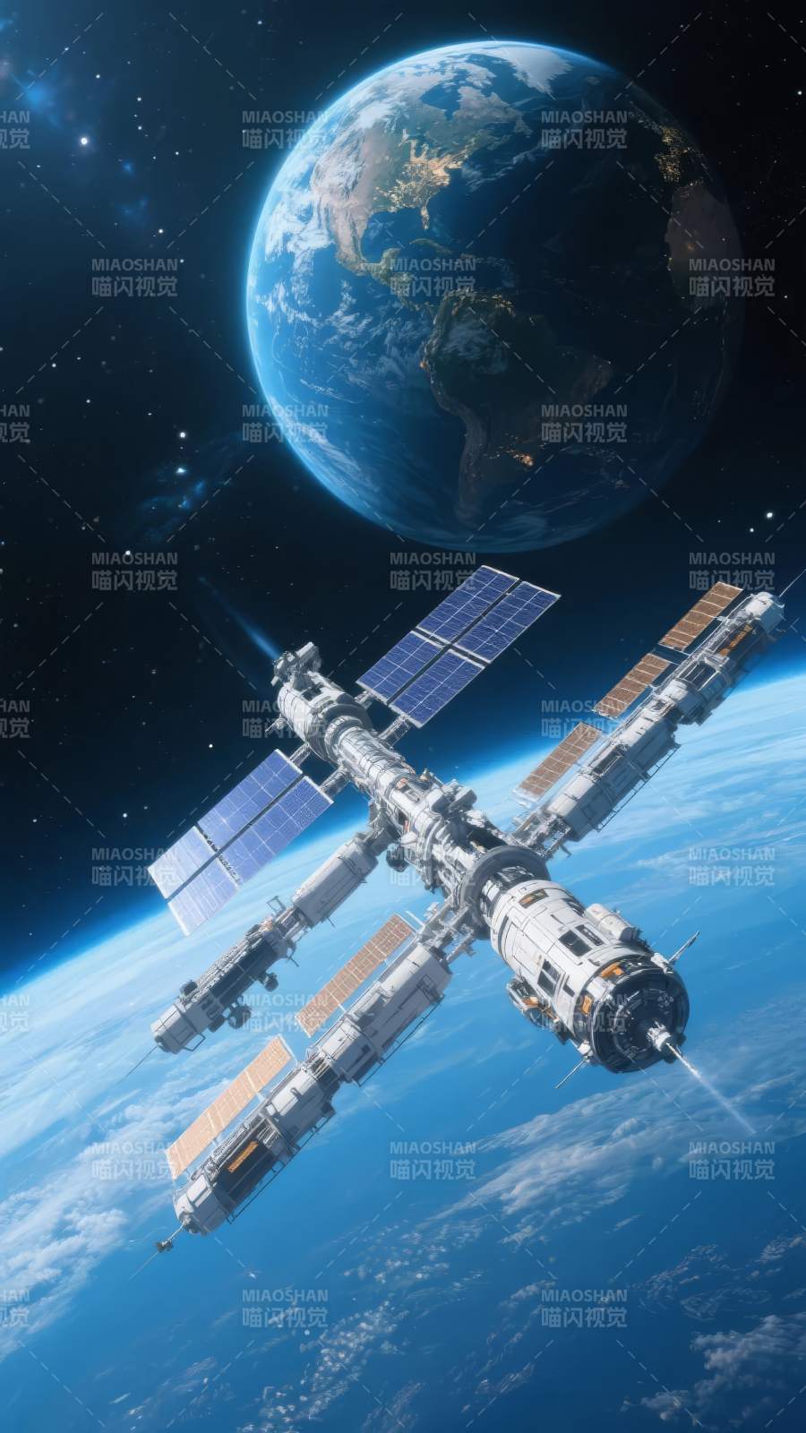 太空站环绕地球图片