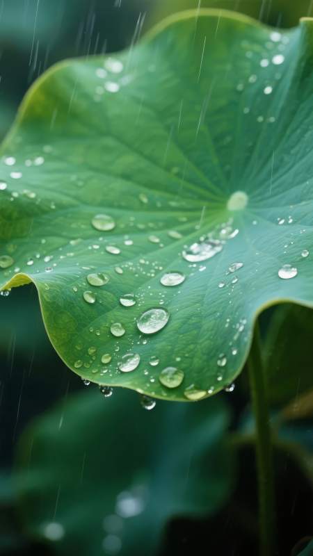 雨滴荷叶图片