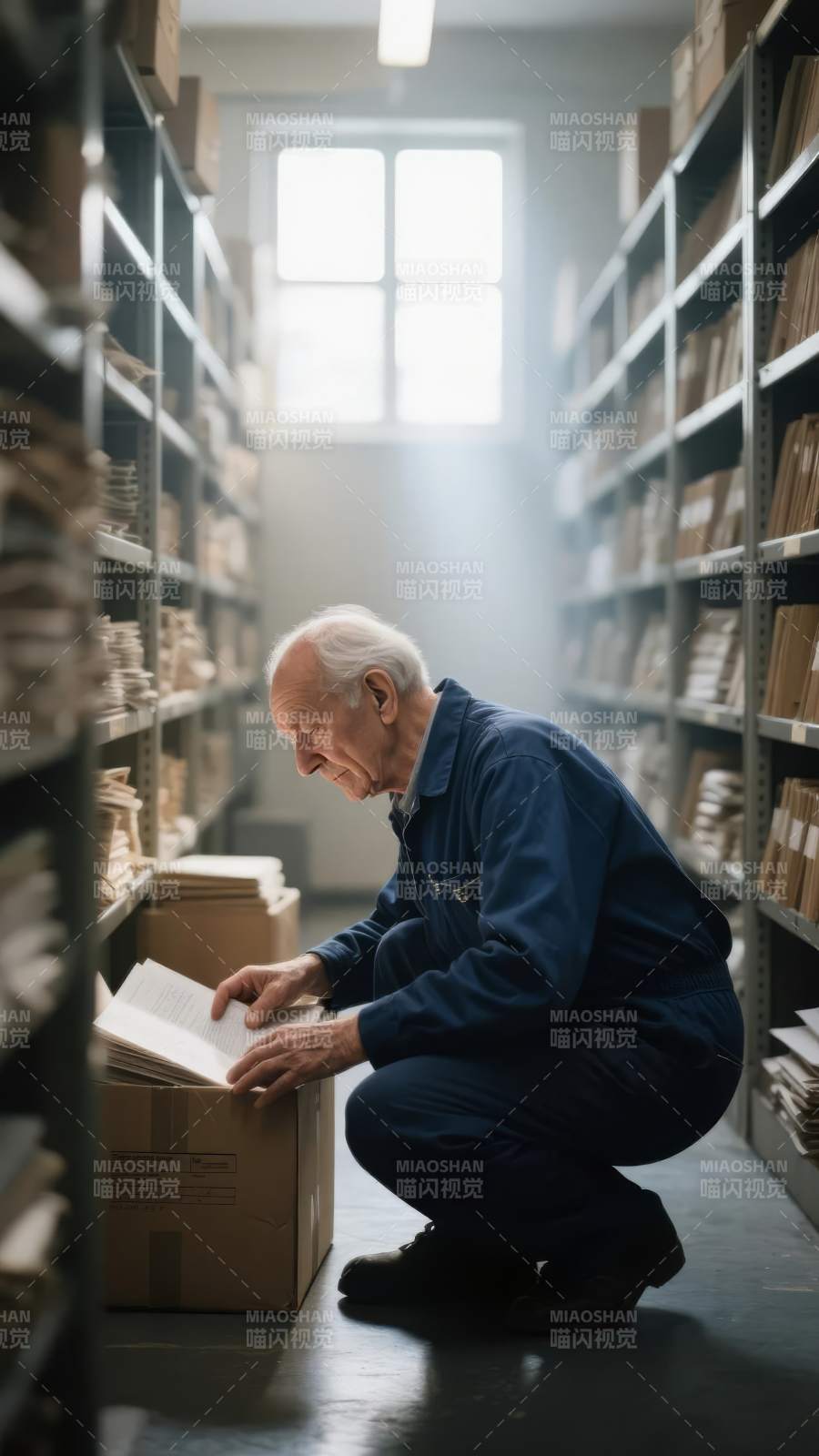 档案室里的老人图片