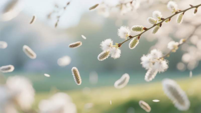 春风拂柳絮纷飞图片